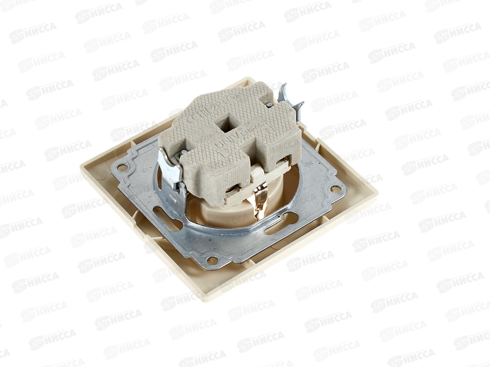 Розетка Севиль 2-местная скрытой установки, с заземлением, з/ш 16А, 220В слон. кость Б-С0049*10