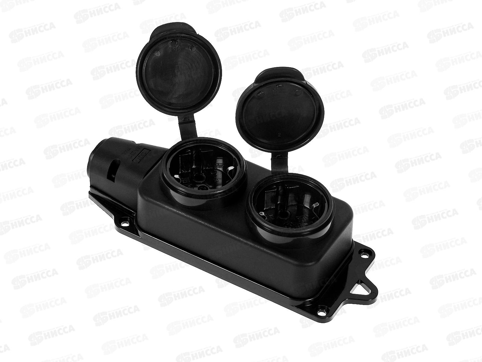 Колодка UNIVersal с заземлением 2 гнезда каучук, одноф. с заглуш., 1027