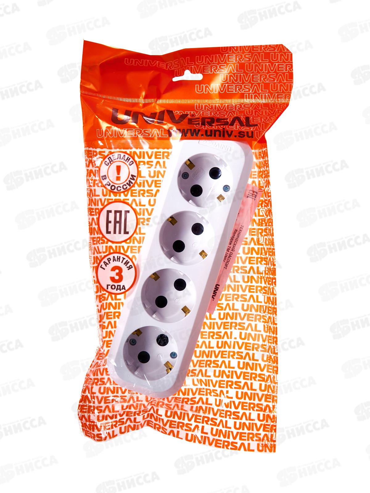 Колодка UNIVersal с заземлением 4 гнезда АБС-пластик, E304