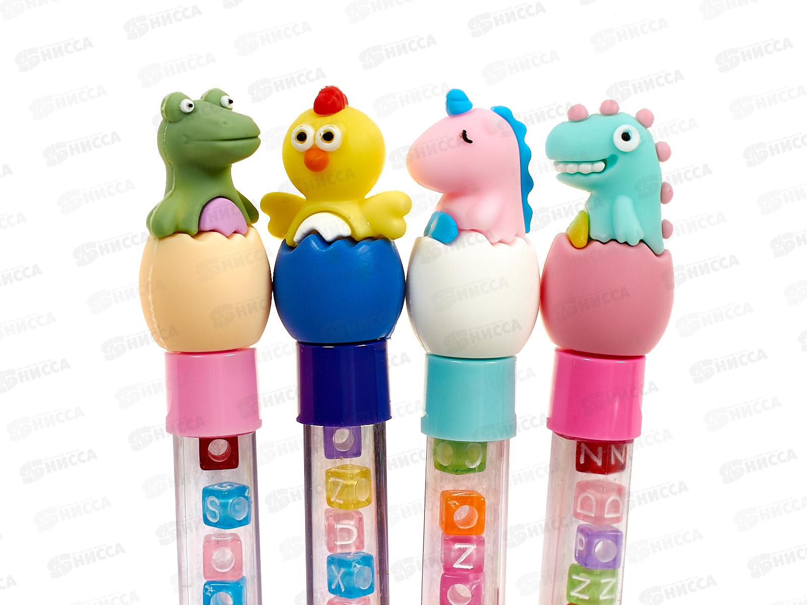 Ручка шар. Alingar &quotЗверята&quot 0.7мм синяя, пр.корпус с бус AL10639 *48