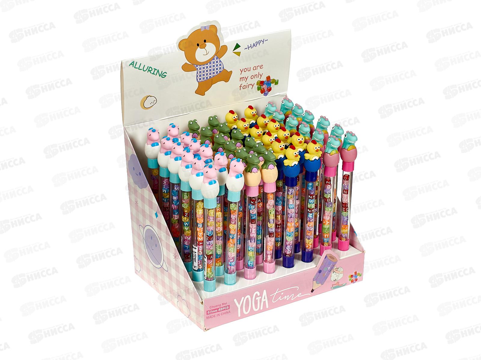 Ручка шар. Alingar &quotЗверята&quot 0.7мм синяя, пр.корпус с бус AL10639 *48