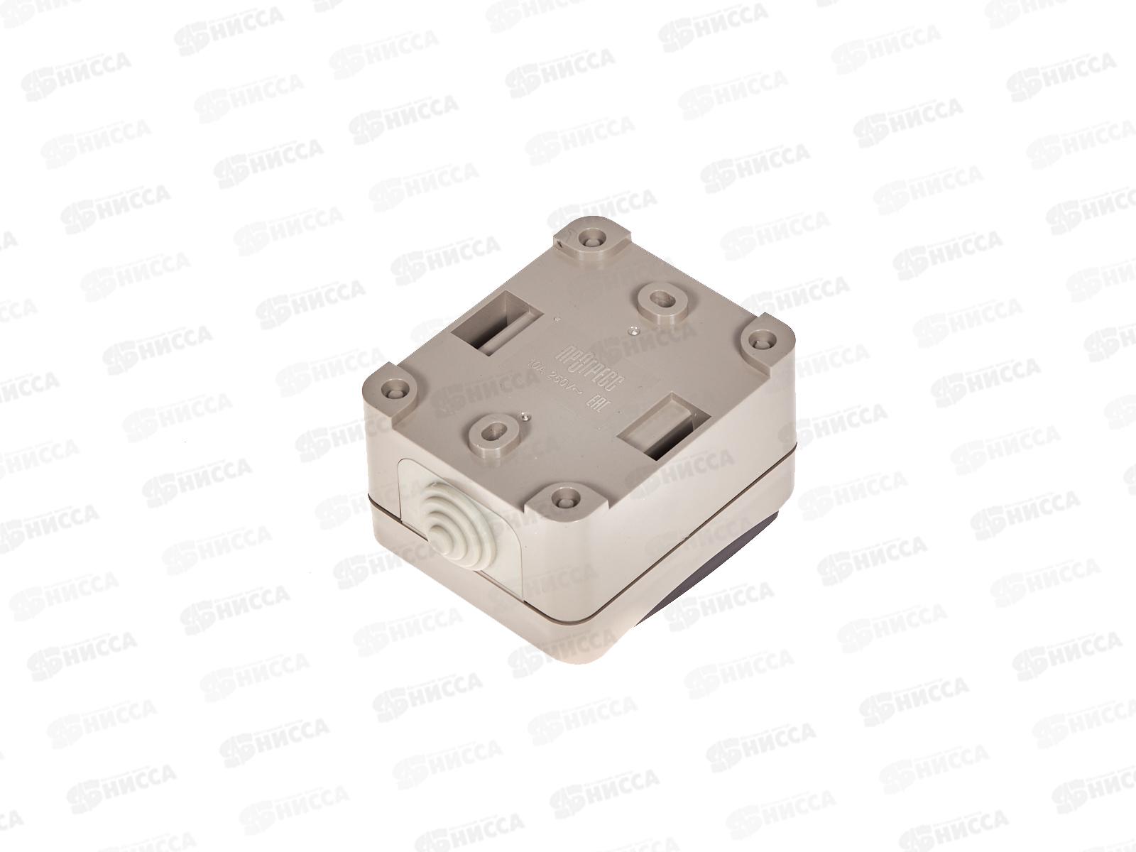 Выключатель открытой установки 1клавиша Прогресс Aqua 1кл серо-черный *18/216