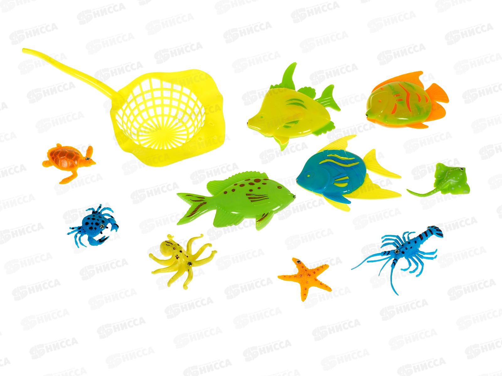 Рыбалка магнитная 1001935 (удочка, морские жители 10шт, садок, ванночка) розовая, зеленая