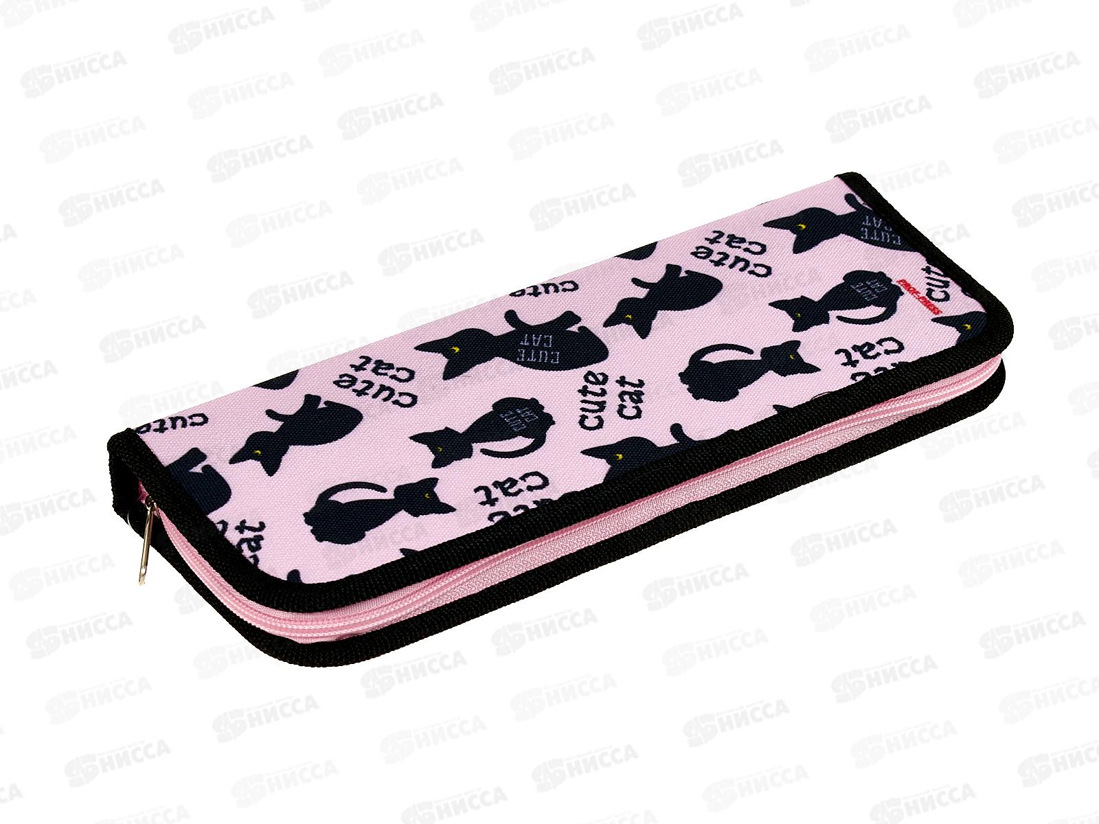 Пенал для кистей ПП Кошка на розовом, 100*270, ткань, ПН-9556 *50