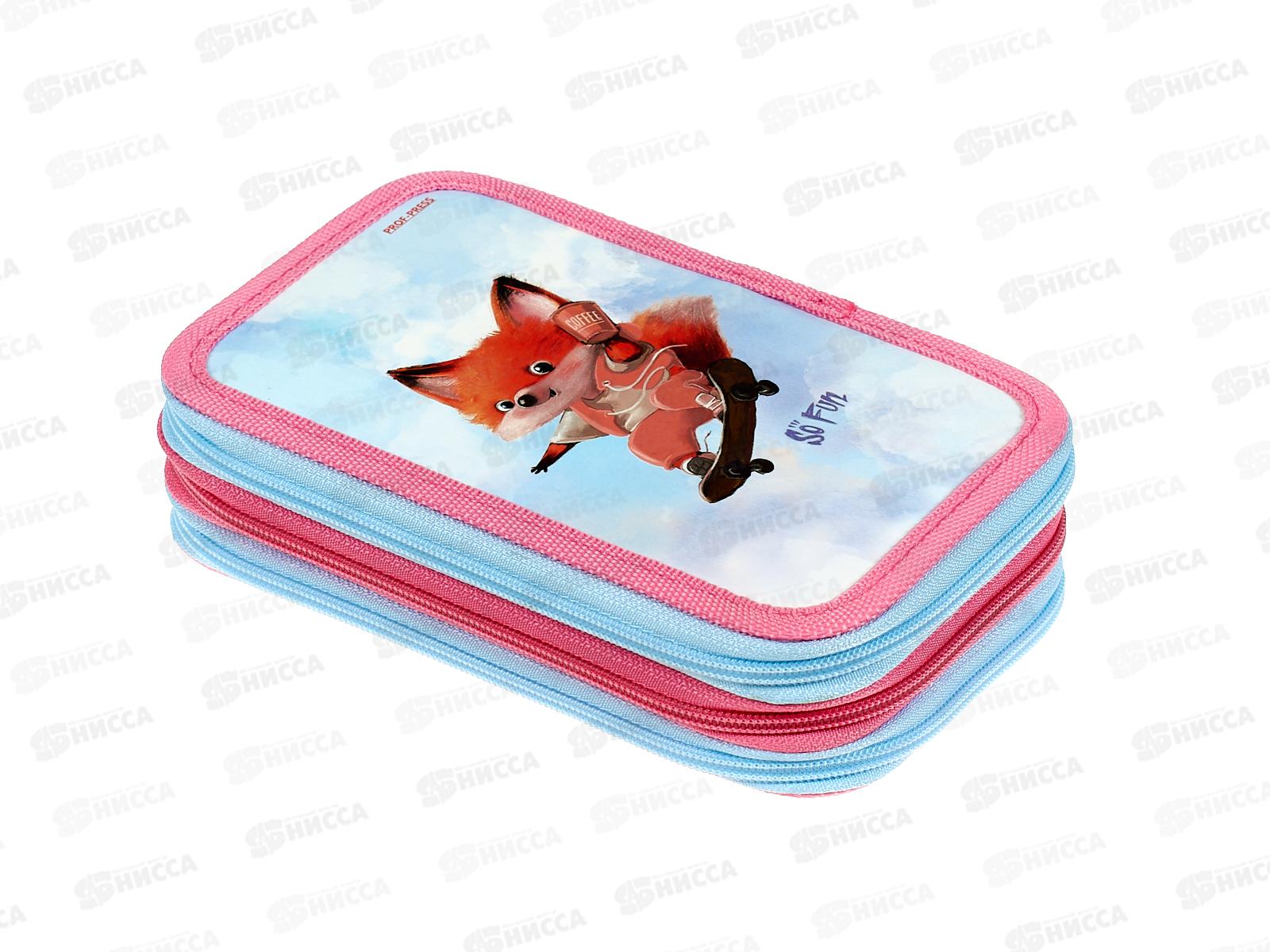 Пенал 3-секц ПП большой Лисенок на скейте, 190х115, ПН-1949 *24