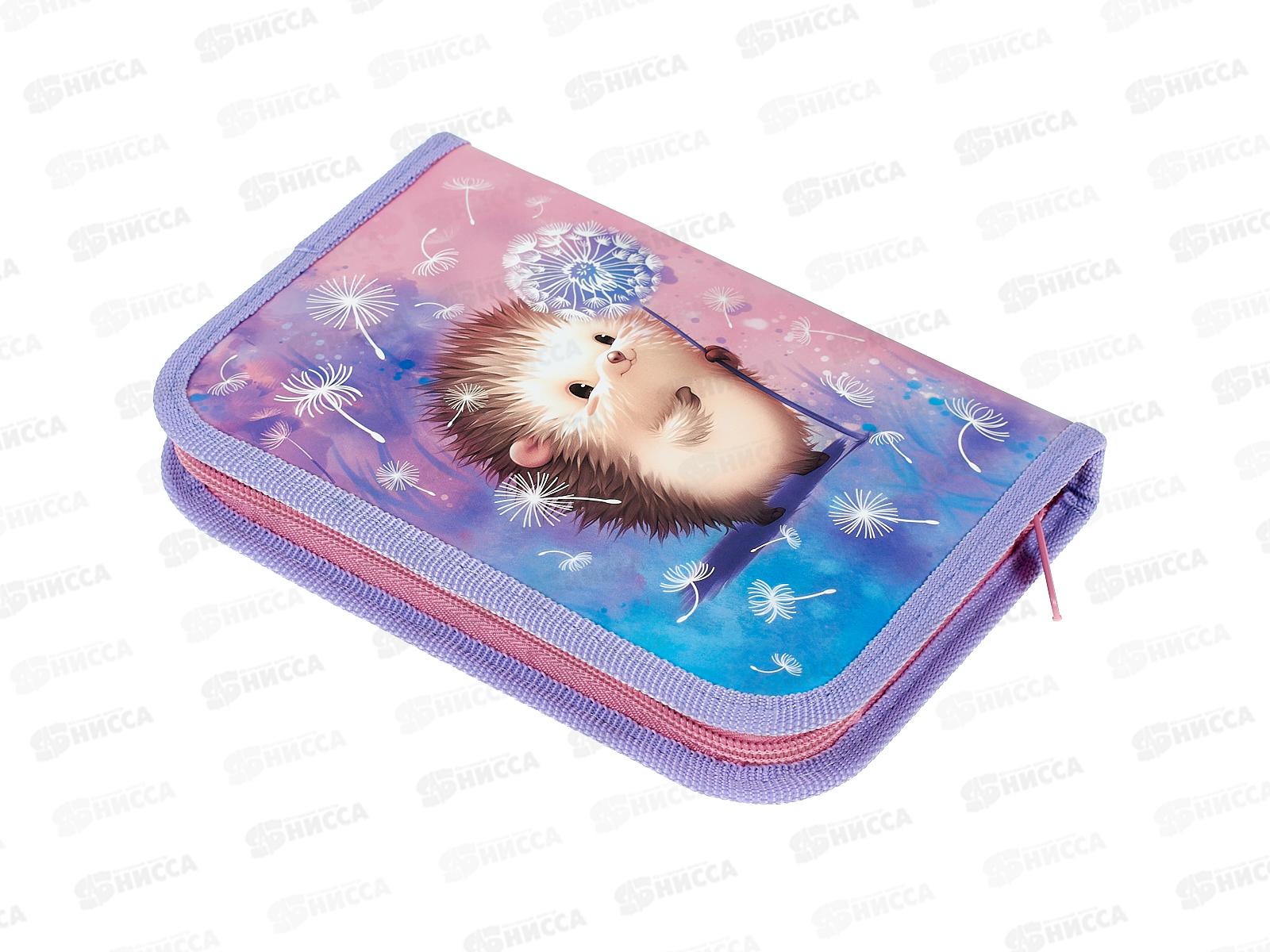 Пенал Hatber 19*13 Ежик в одуванчиках 1 отд, молн.,44054