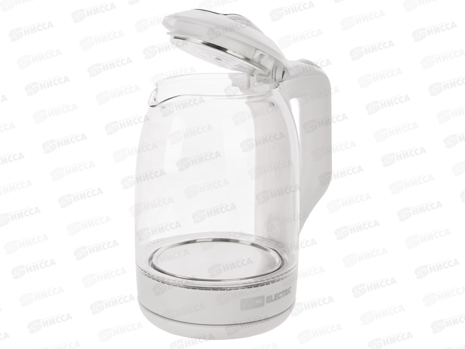 Чайник электр. TDM Нептун, стекло, 1.8л, 1800Вт, белый, 0007 *12