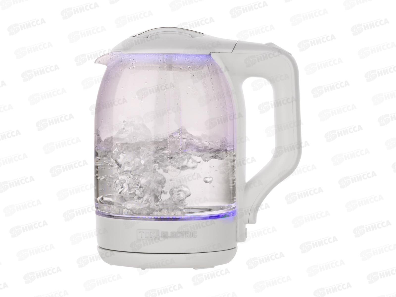 Чайник электр. TDM Нептун, стекло, 1.8л, 1800Вт, белый, 0007 *12
