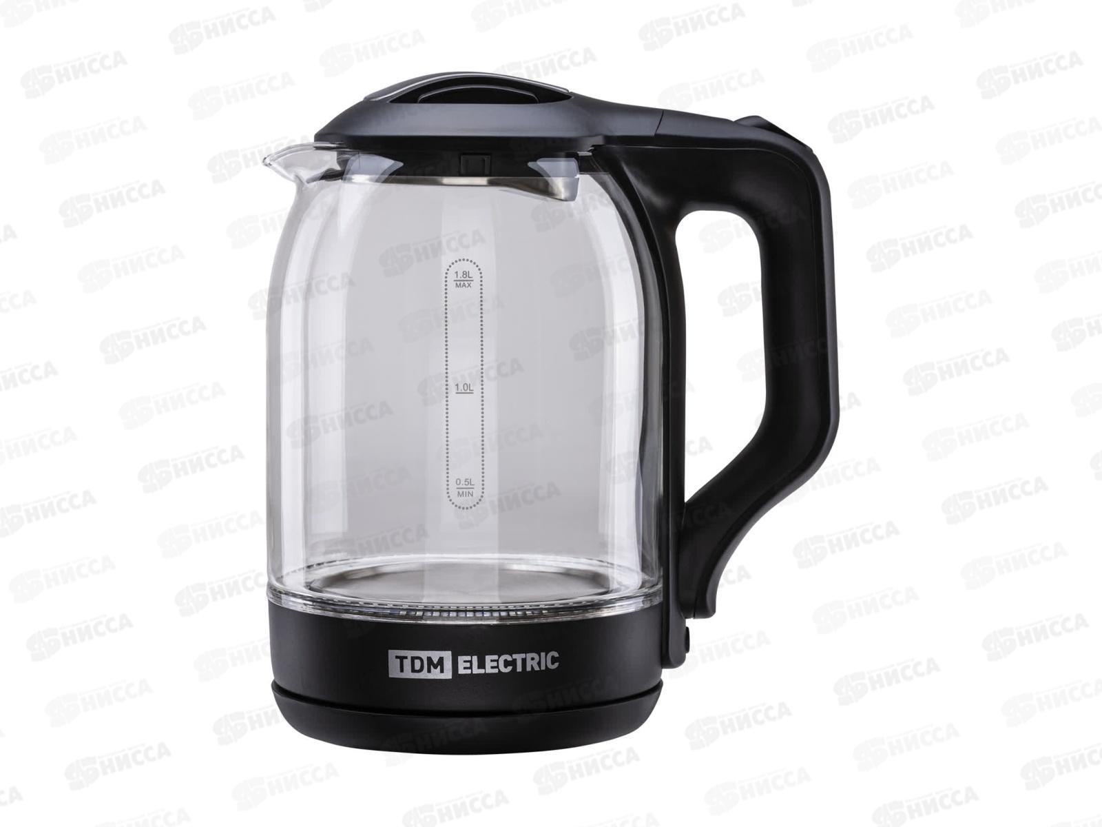 Чайник электр. TDM Нептун, стекло, 1.8л, 1800Вт, черный, 0001 *12