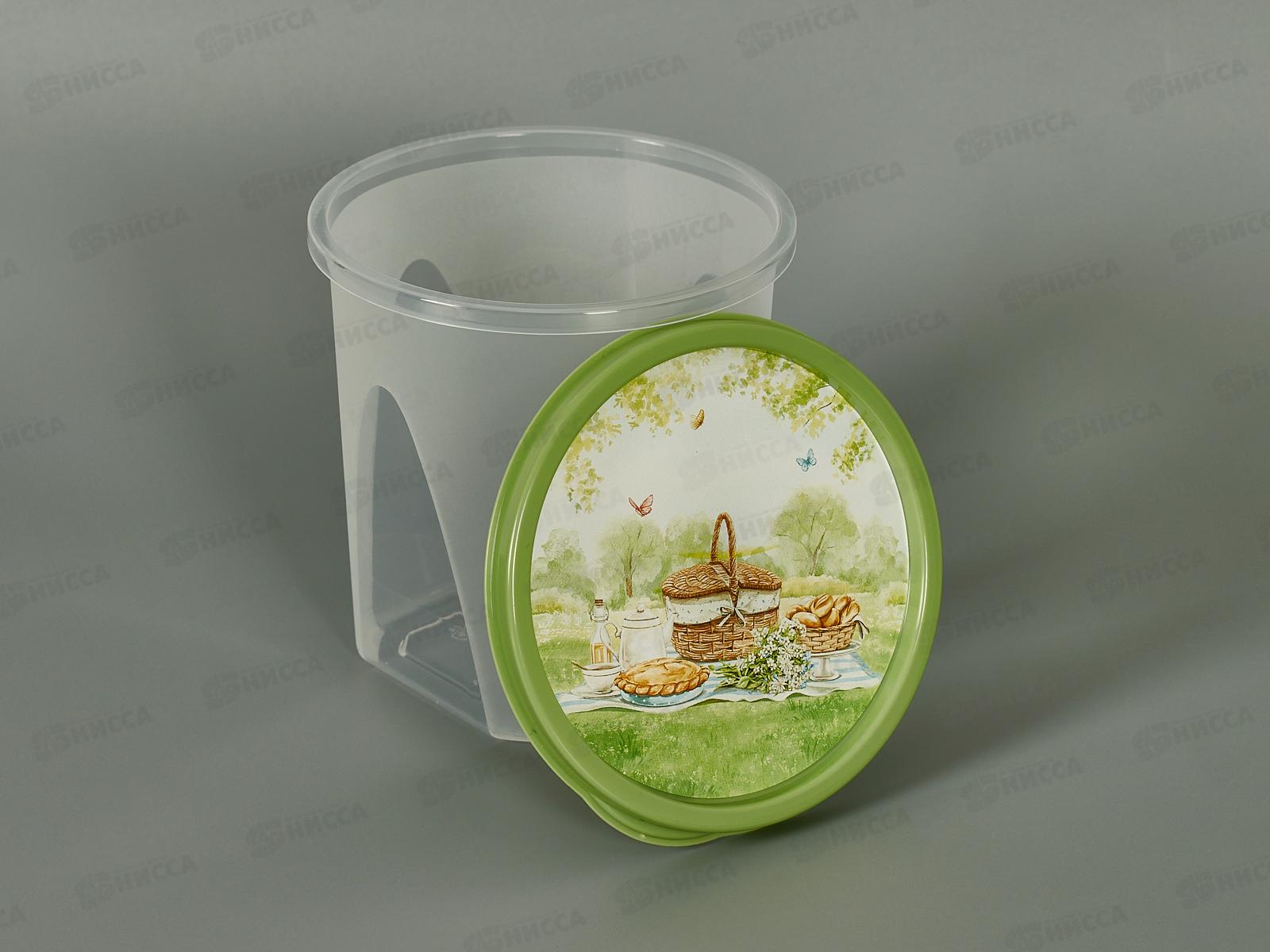 Контейнер д/прод. 0,6л с декором круглый Зеленый 222125918/08 *24