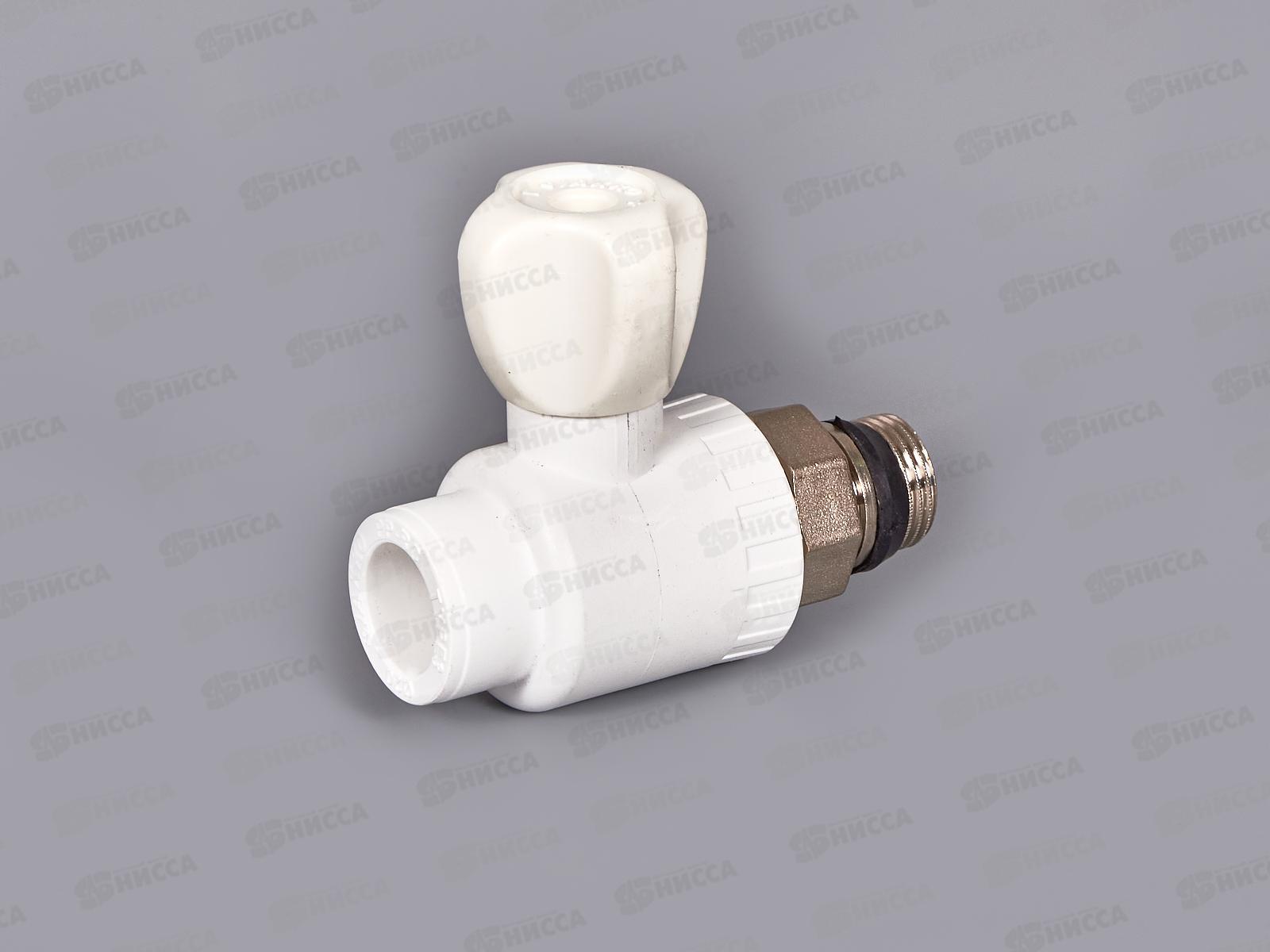 Клапан радиатора прямой (шаровый) PP-R 20x1/2&quot белый, Jakko *20/100