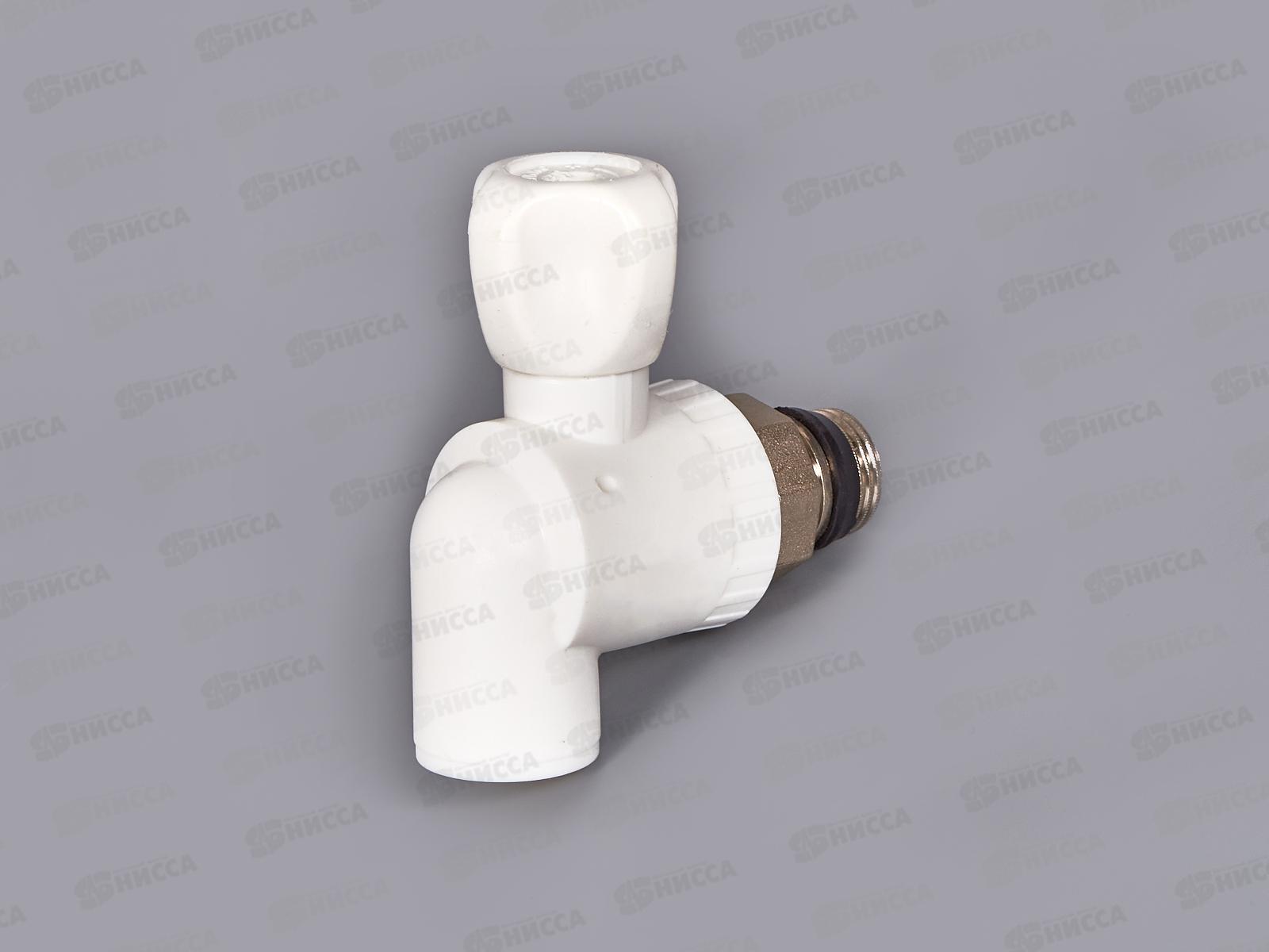 Клапан радиатора угловой (шаровый) PP-R 20x1/2&quot белый, Jakko *20/100