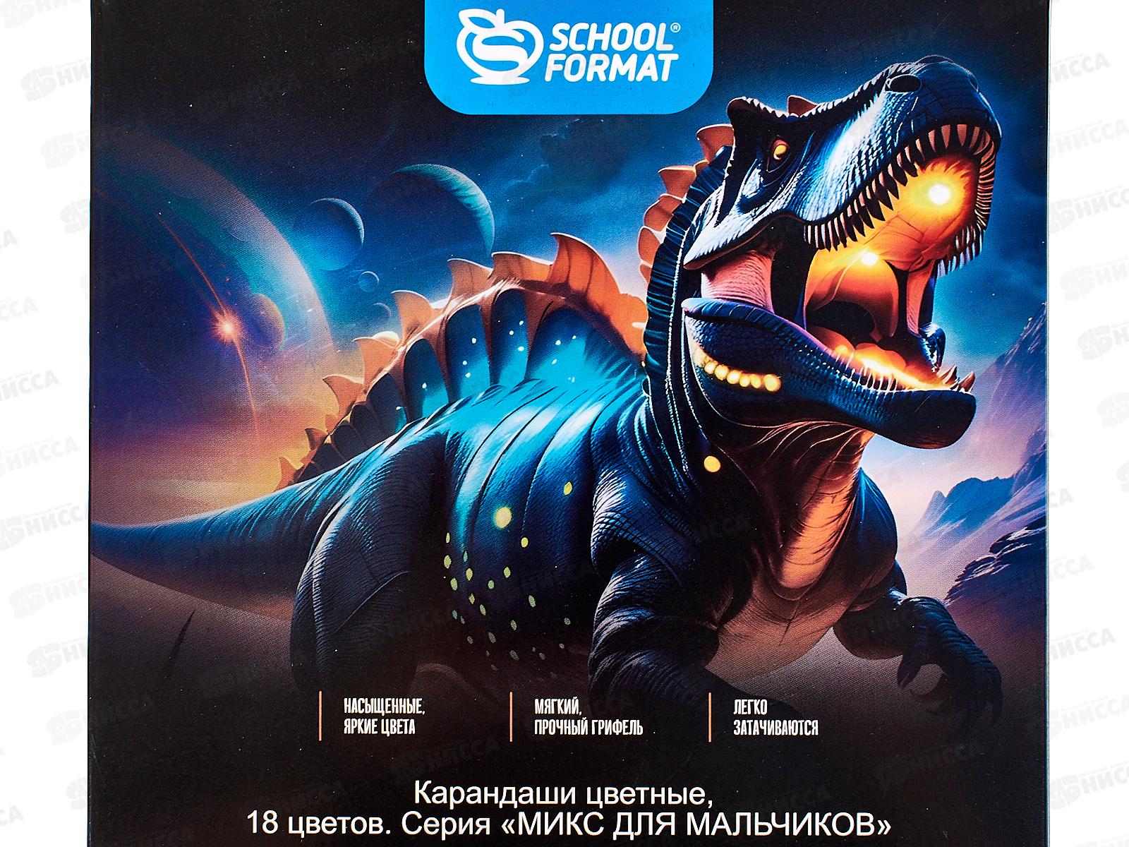 Карандаши 18цв SchoolФОРМАТ Микс для мальчиков шестигр.дер.  КЦ18-ММК*8