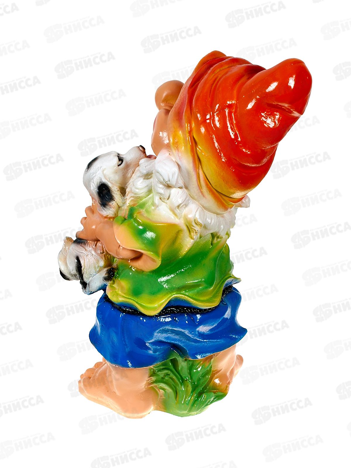 Фигура садовая из гипса &quotГном с собачкой&quot (480*260мм) арт.131