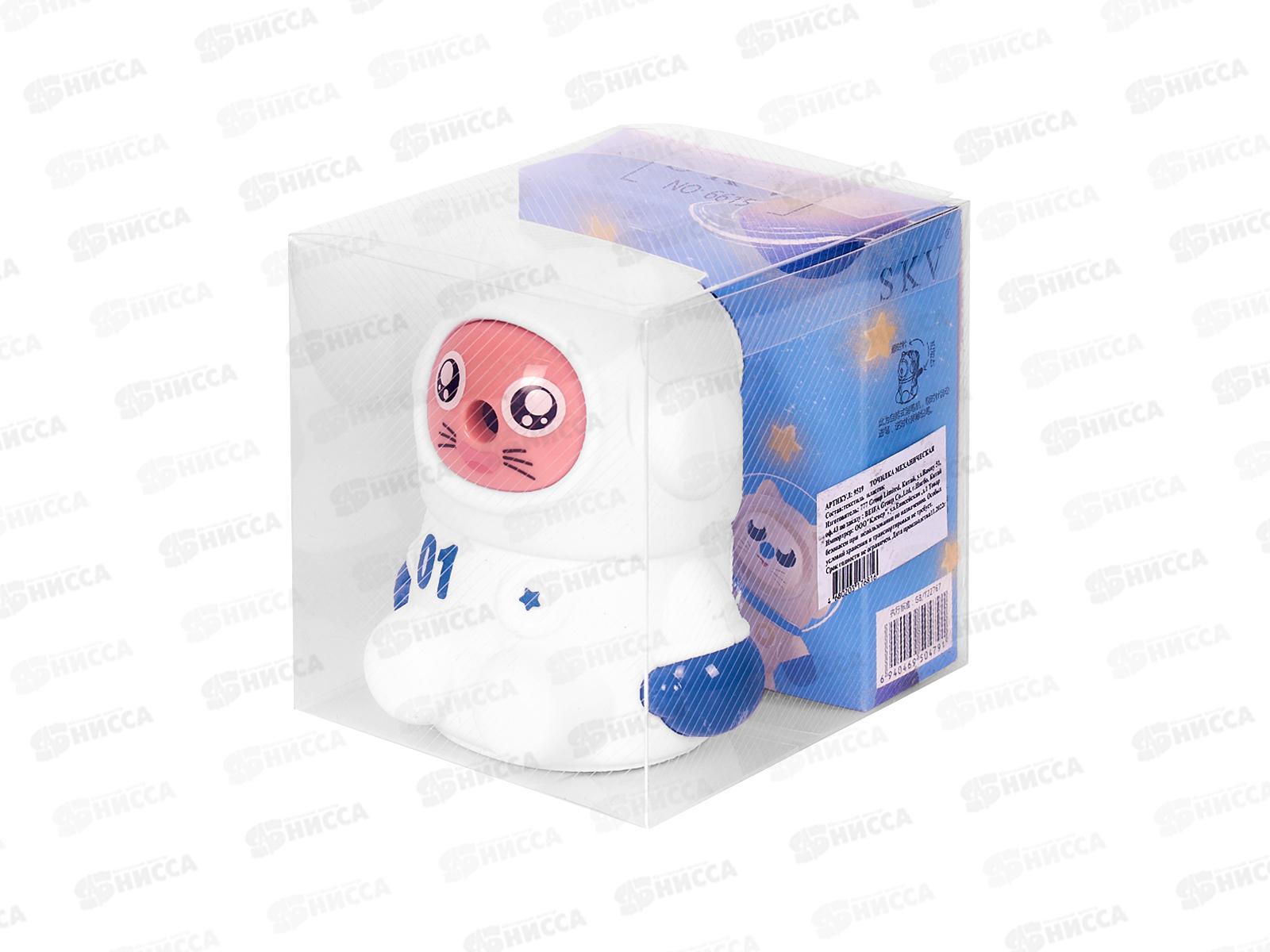 Точилка мех. BEIFA Котик астронавт, 1отв., ассорти 9519 *12