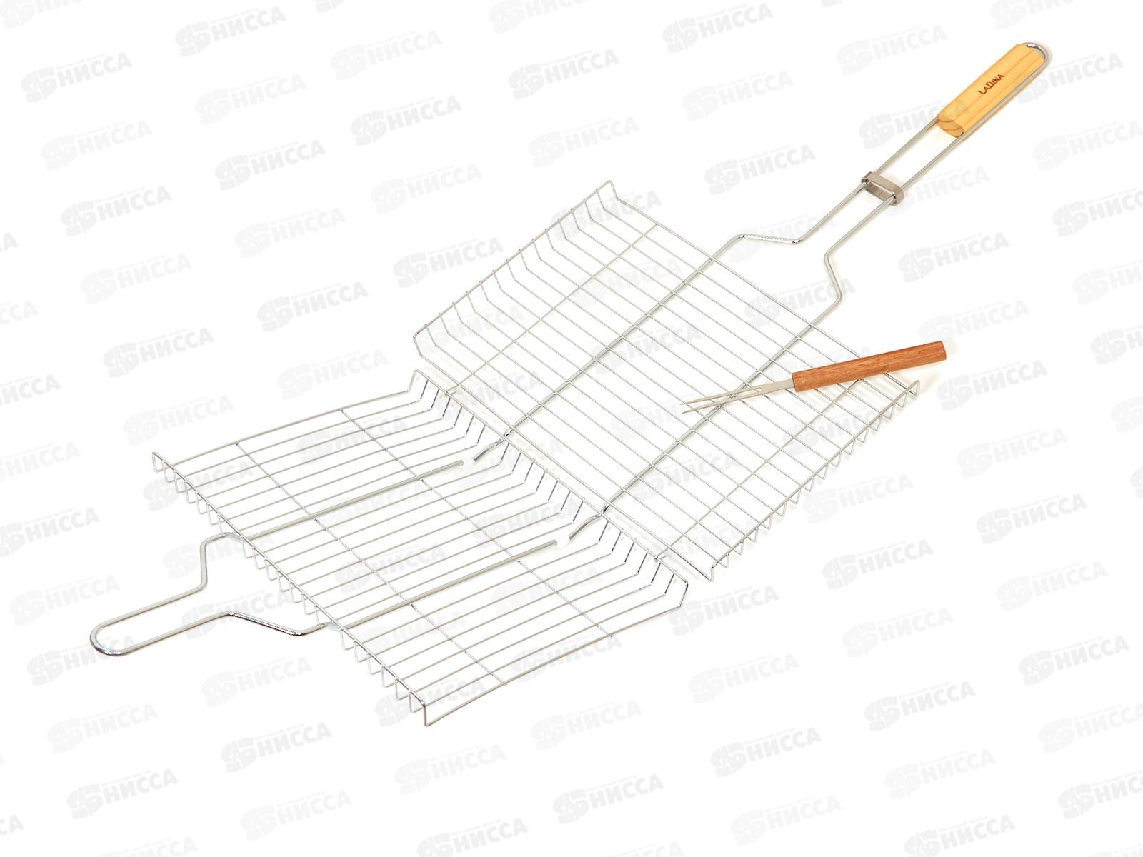 Решетка для гриля LADINA 36х27*3см с вилкой для гриля 40048 *8