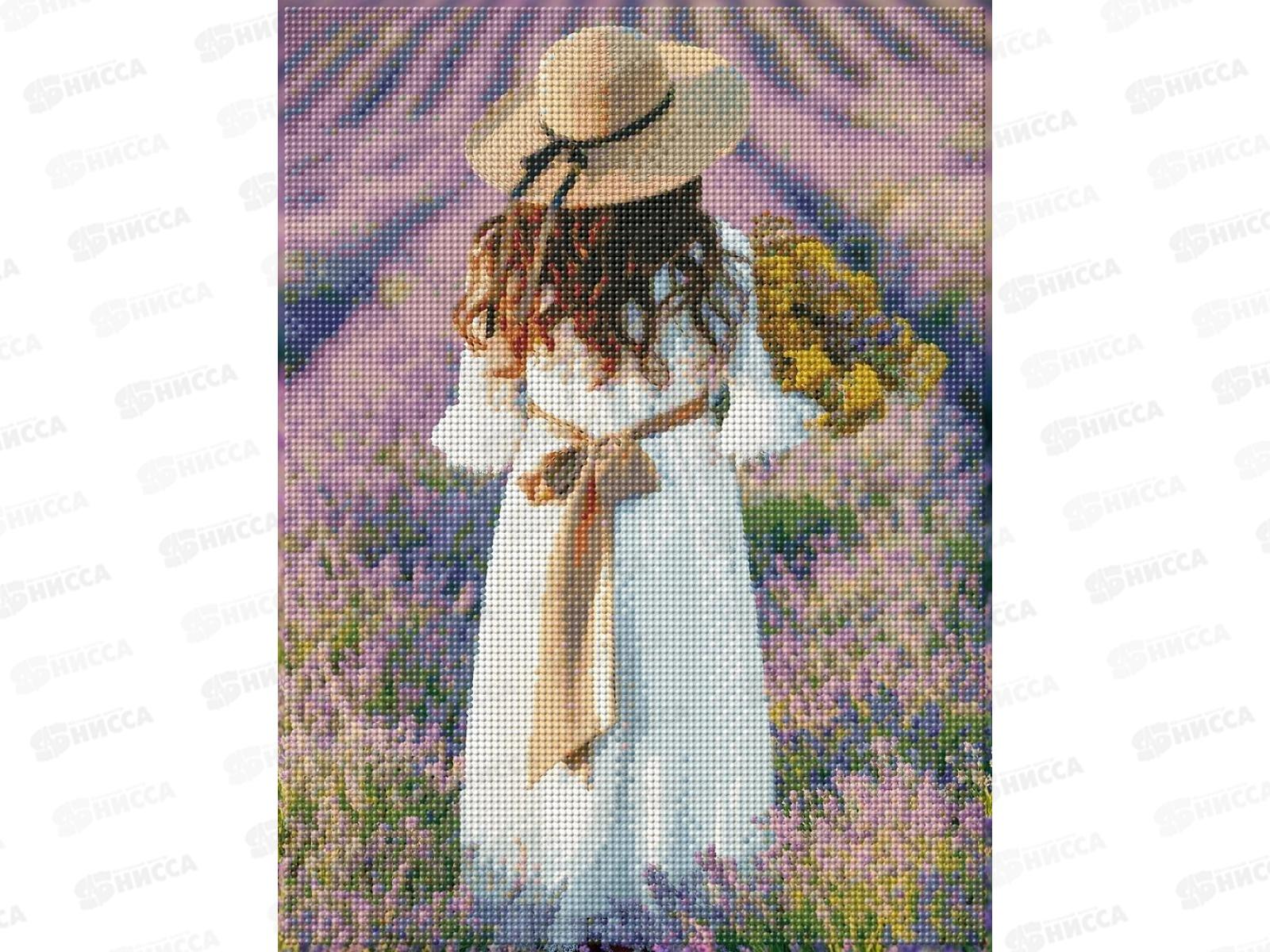 Алмаз. мозаика (класс.) 30х40см Девушка в поле, АЛМ-0044 с подр.