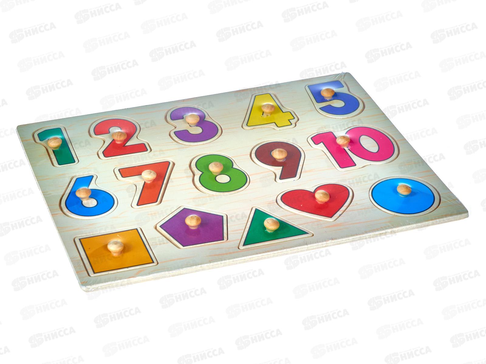 Деревянная рамка-вкладыш. Цифры и формы, AN02735 (30х22см)