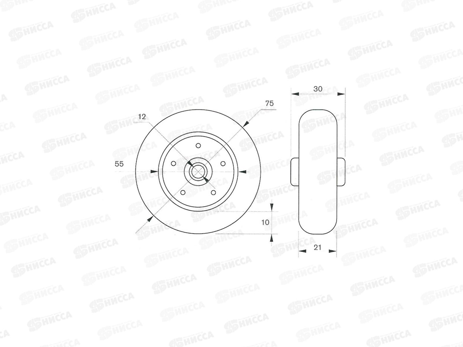 Колесо д/транспортных тележек 75мм 3609810