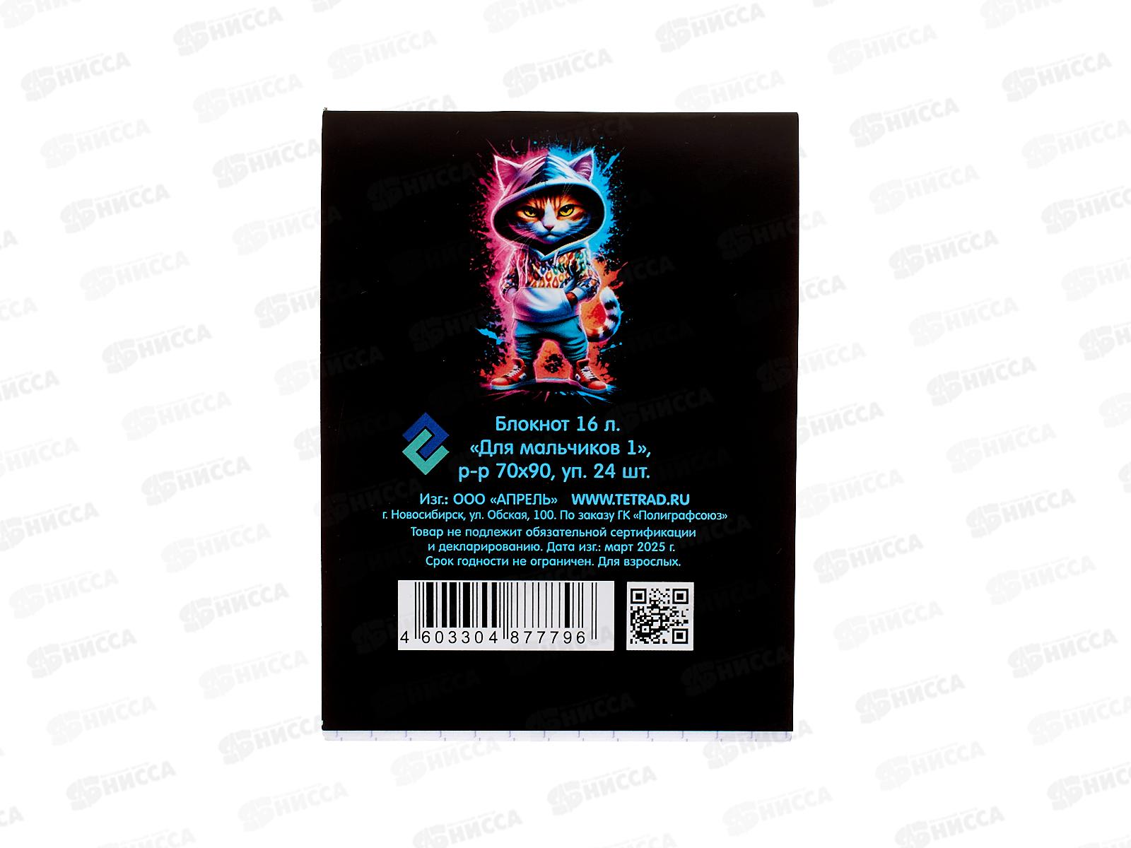 Блокнот 16л ПГС Для мальчиков, А7 *24