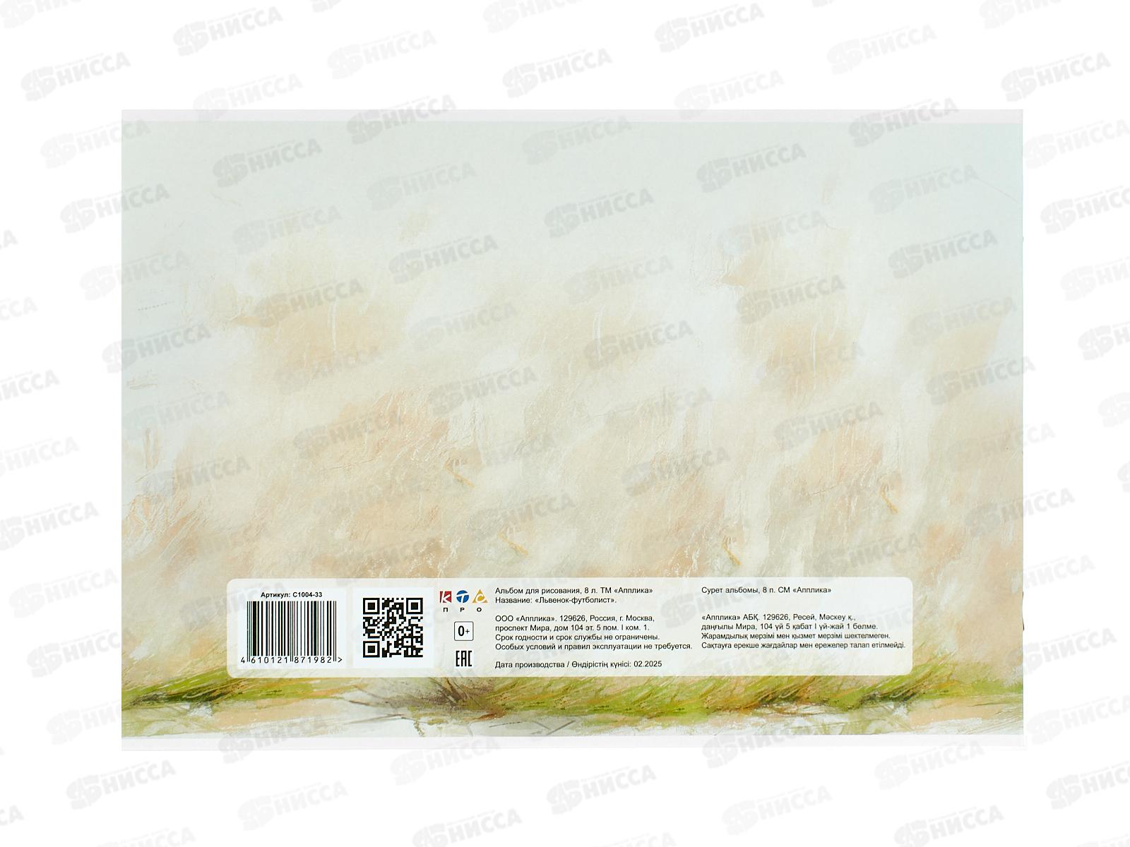 Альбом д/рис.8л Апплика, Львёнок-футболист, офс С1004-33 *30