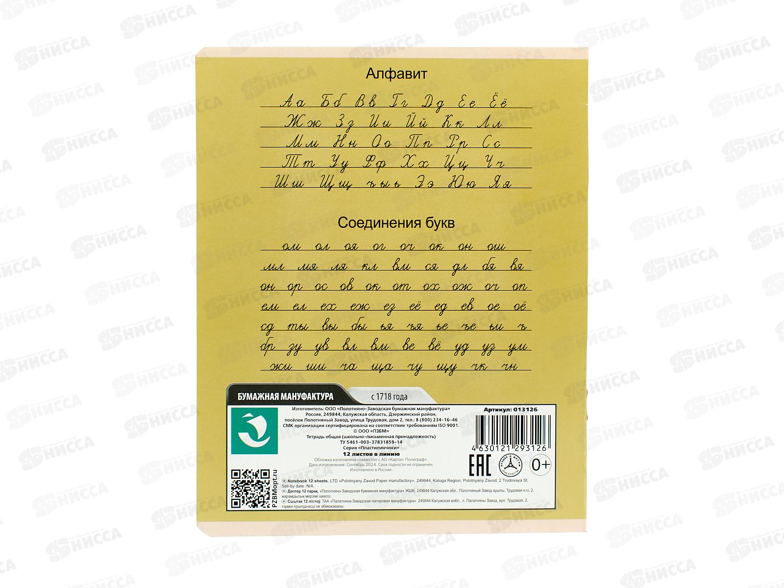 Тетрадь 12л лин. ПЗБМ Пластилинчики, 013126 *10/120