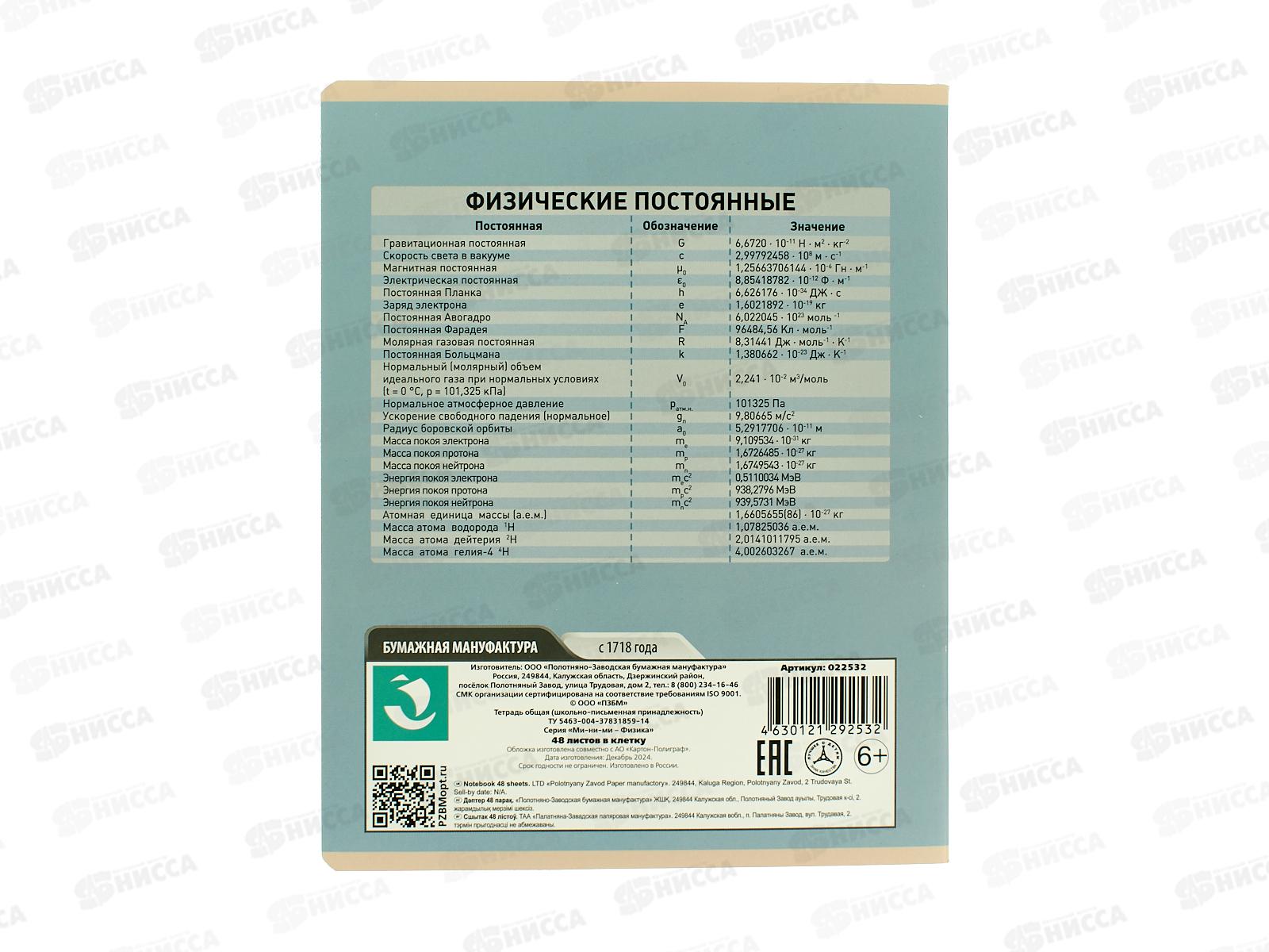 Тетрадь 48л кл. ПЗБМ Ми-ни-Ми Физика, 022532 *5/50