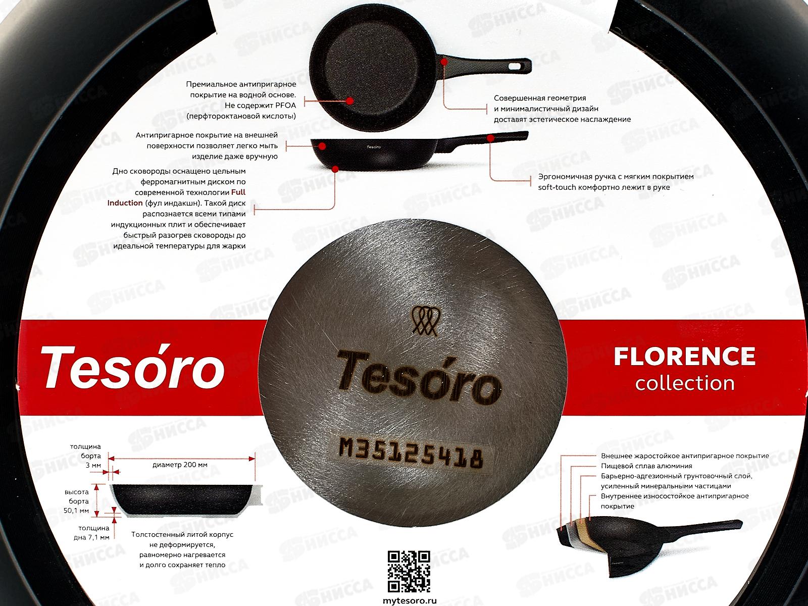 Сковорода Tesoro Florence 20см Induction black, TF1120i
