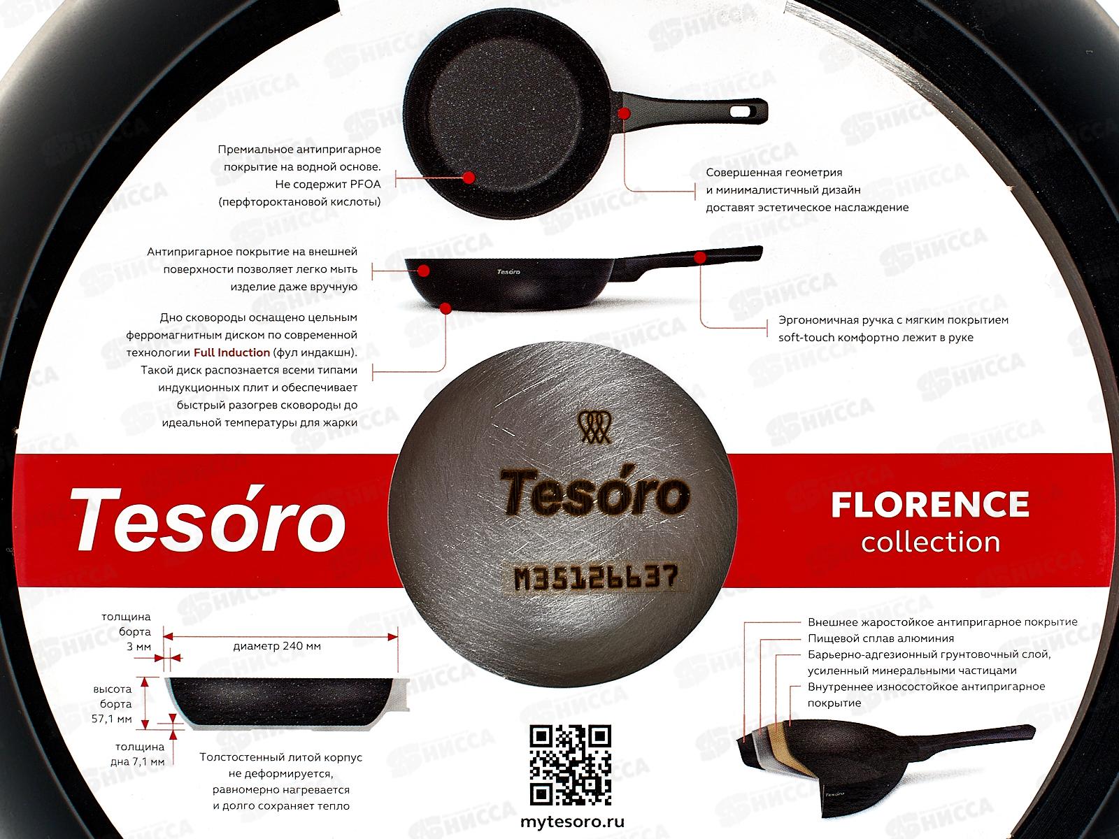 Сковорода Tesoro Florence 24см Induction black, TF1124i