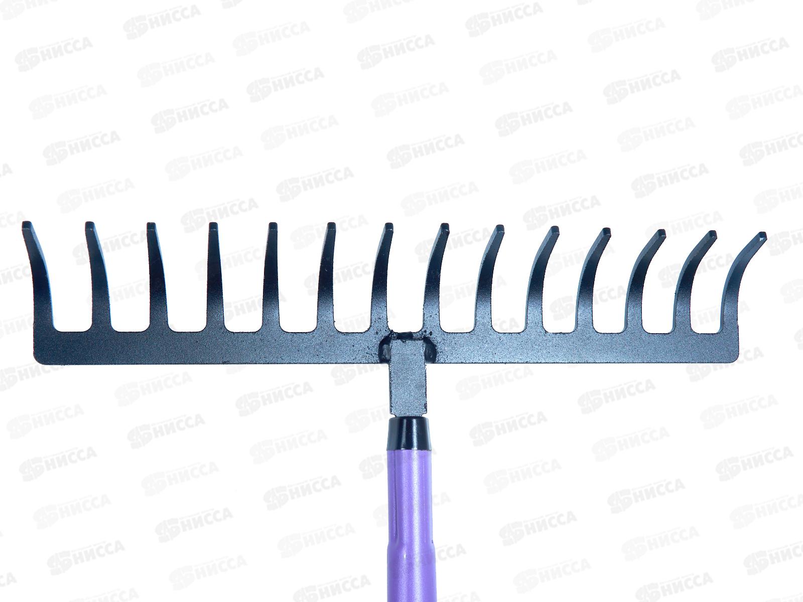 Грабли 14-зубые со стальным черенком черный/фиолетовый 1645
