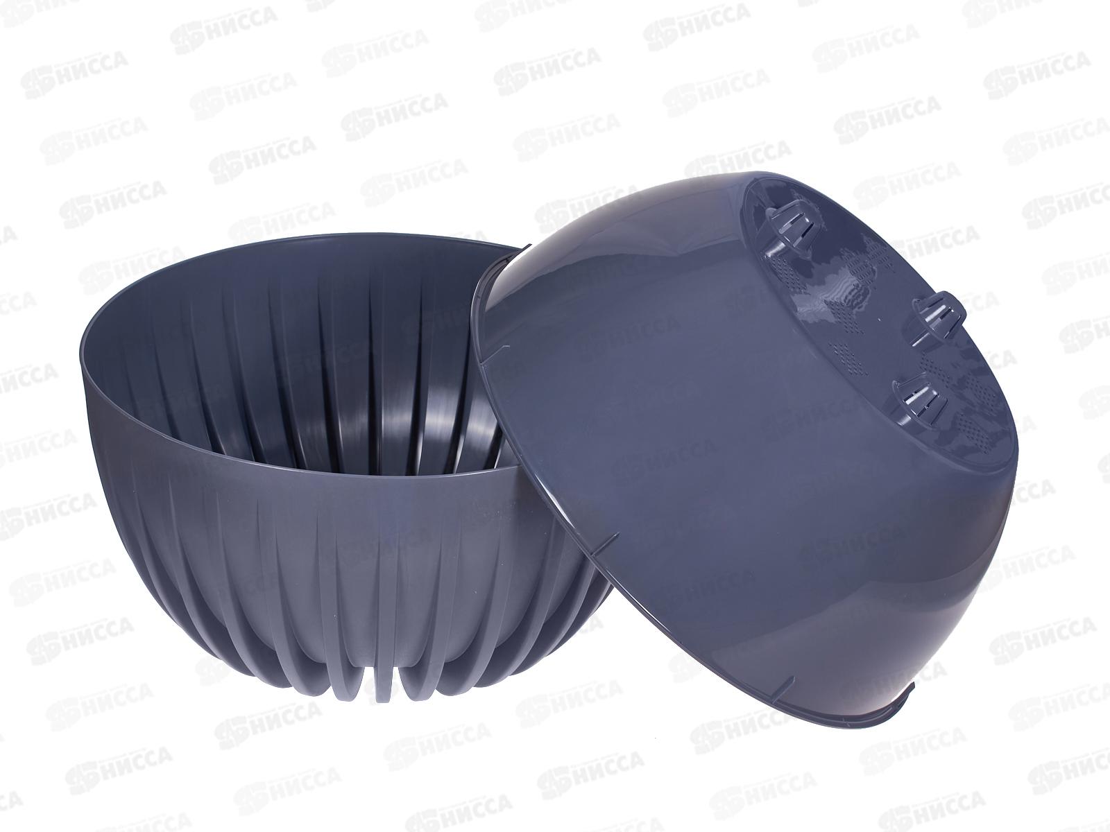 Горшок д/цветов Миска Сигма 7,9л Антрацит (с вкладкой) д.30, h16  *5