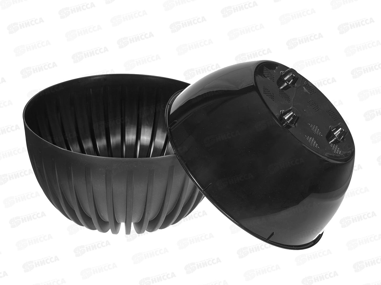 Горшок д/цветов Миска Сигма 7,9л Черный (с вкладкой) д.30, h16  *5