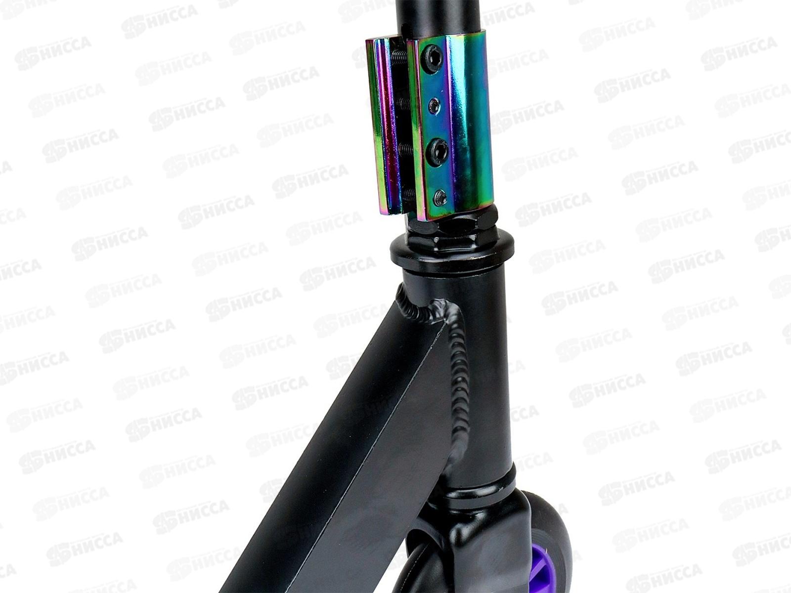 Самокат трюковой RESPECT СМК-5606 (65х10х85) 80кг, черный с фиолет. *4