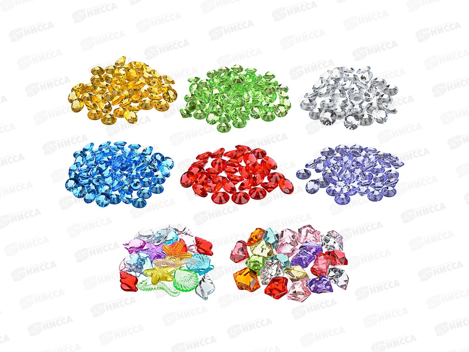 Камни декор. акрил/пластик 50-80гр. ассорти цветов, 8 видов, 597-208 г