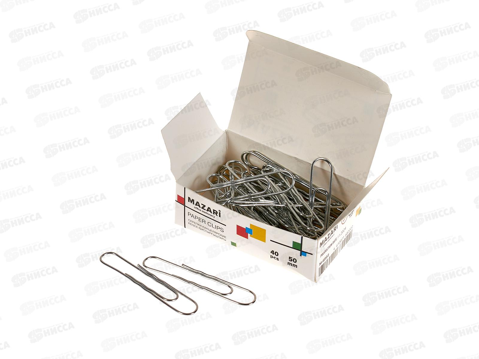 Скрепки MAZARI 50мм 40шт, гофр., оцинк., М-6893  *10/120