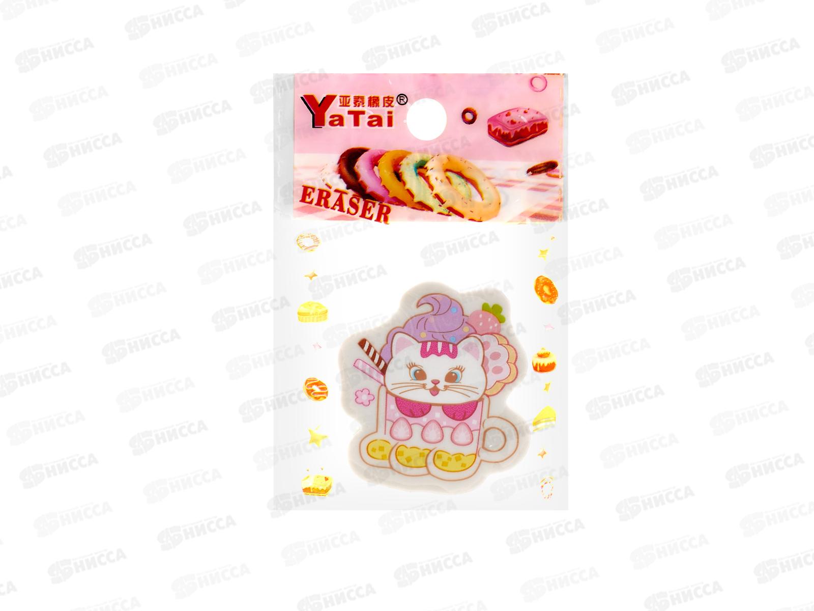 Ластик MAZARI 3.8*4.2*0.6см CAT, 6 диз. YT1269 *30