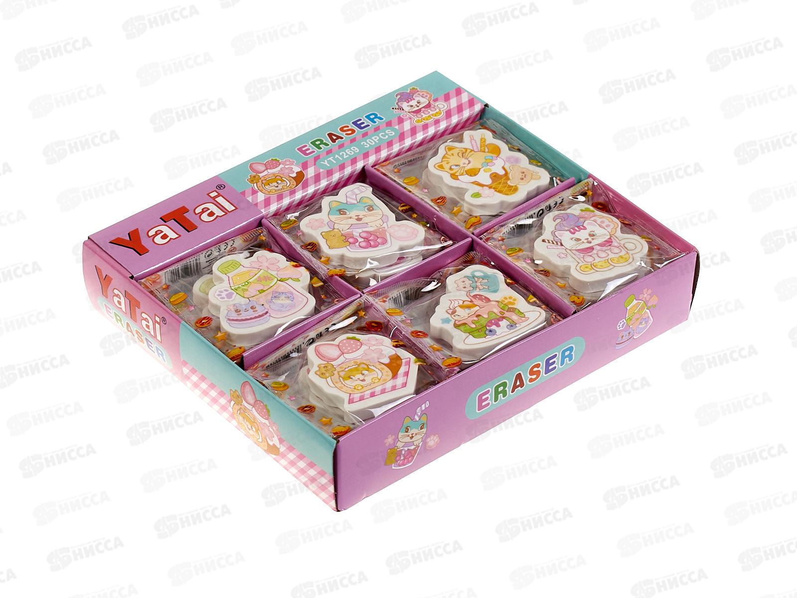 Ластик MAZARI 3.8*4.2*0.6см CAT, 6 диз. YT1269 *30