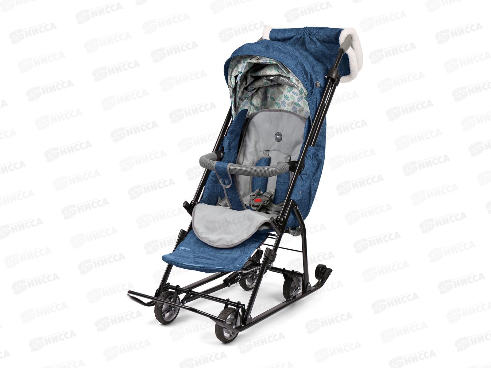 Санки-коляска &quotНаши детки&quot НДТ6Н/2 синий с листочками