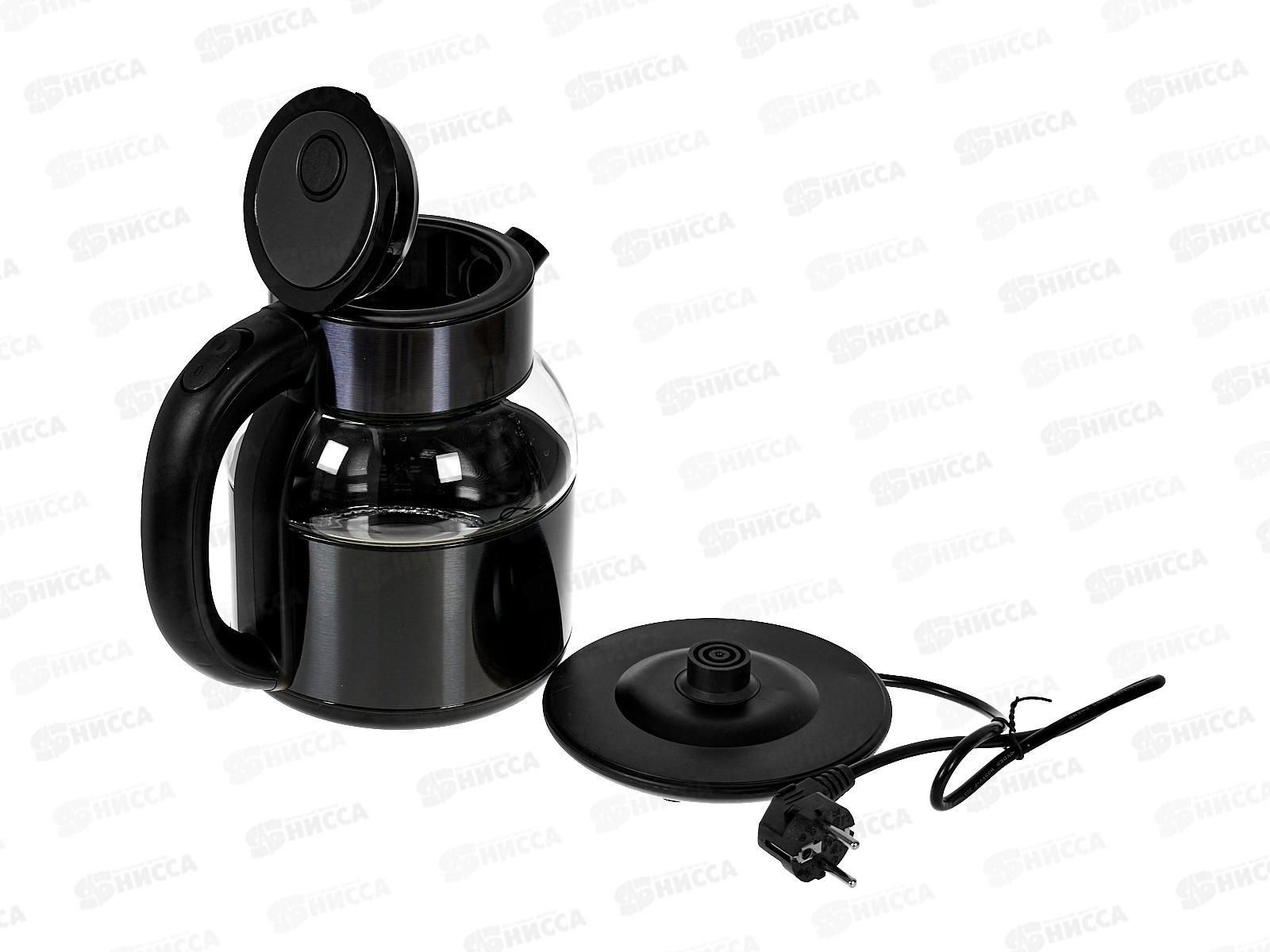 Чайник электрический DO-1264D 1800Вт 1,7л стекло, металл чернильный цв