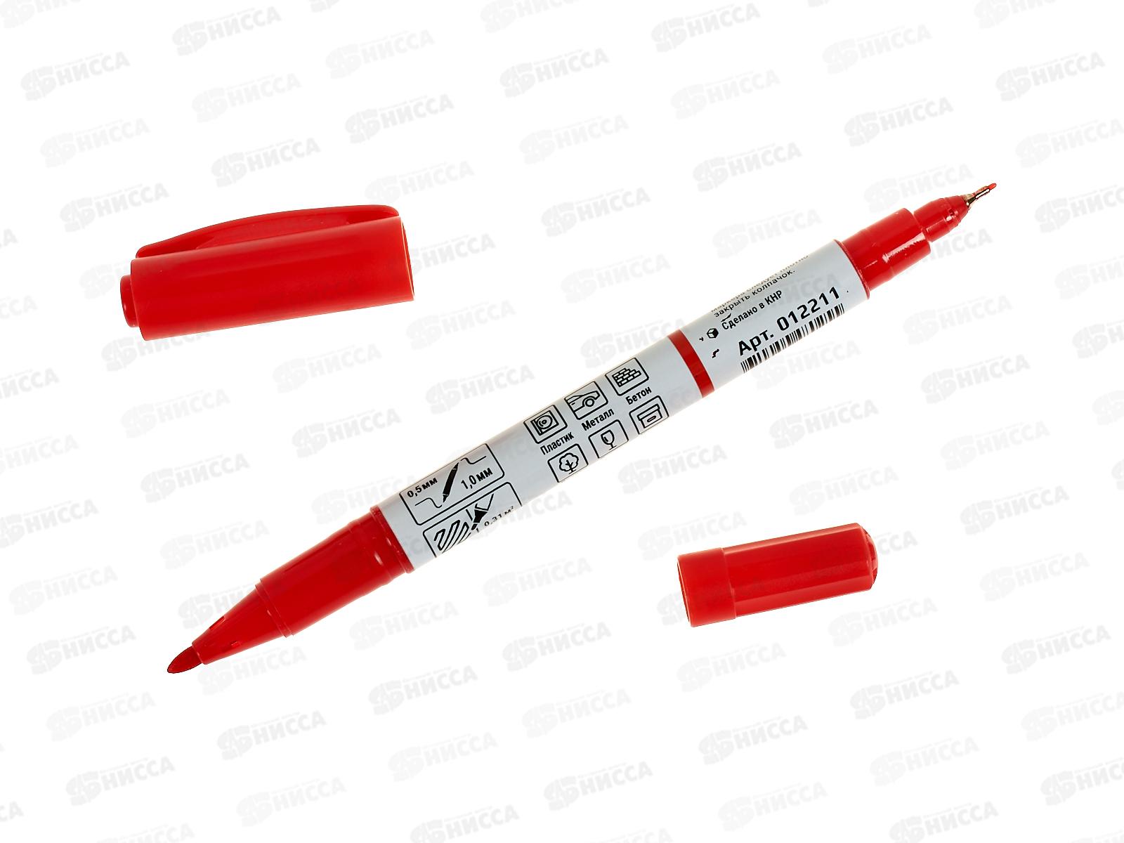 Маркер LEKON DUO перманентный двухсторонний, красный *12/144/1728