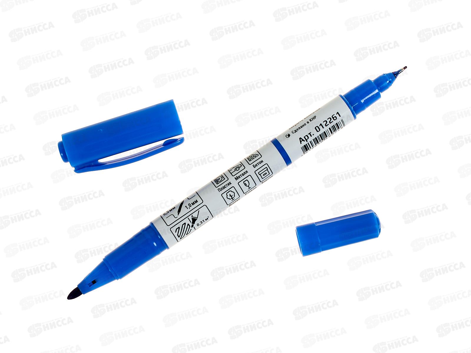 Маркер LEKON DUO перманентный двухсторонний, синий *12/144/1728