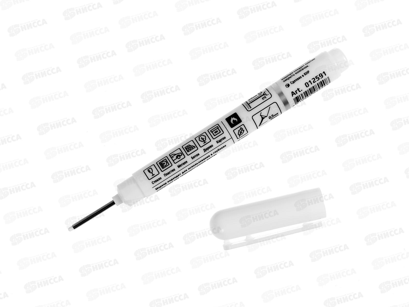 Маркер LEKON Pika перманентный, удлиненный наконечник (строительный), белый *10/100/32