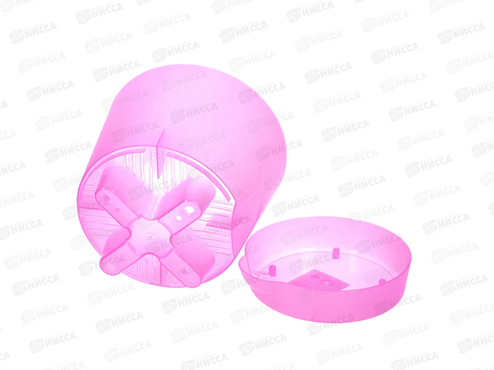 Горшок(кашпо) для цветов 2л прозрачный розовый с поддоном *30  ИНТ