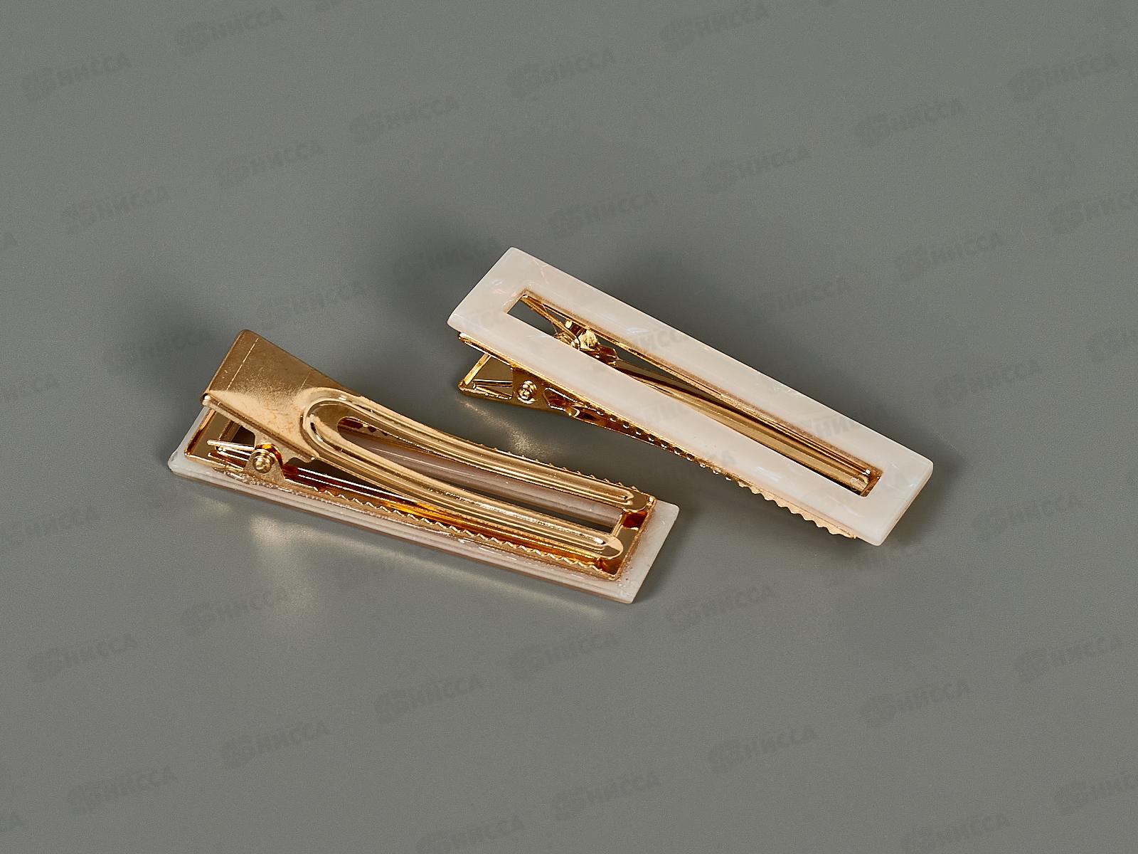 Заколка-уточка металл пластик перлам &quotКвадрат&quot №10607 (уп 2шт)