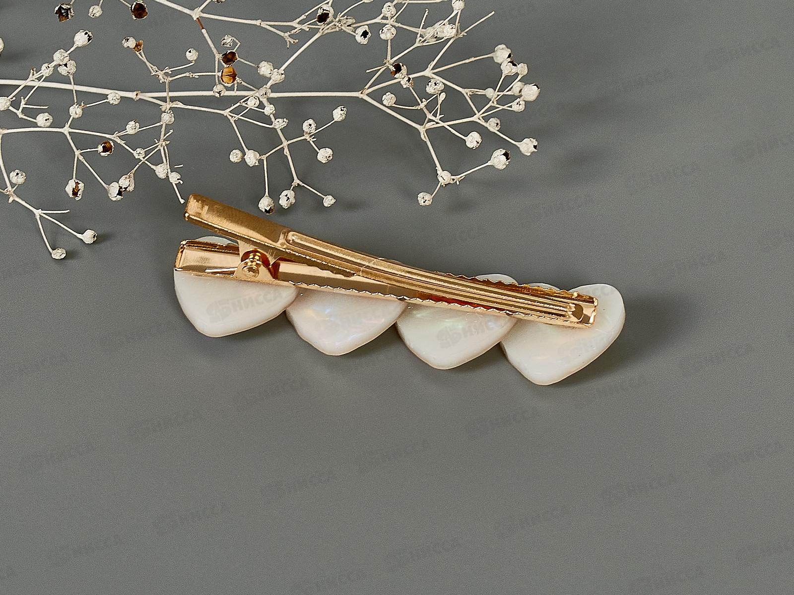 Заколка-уточка &quotСердечки&quot перлам №2062