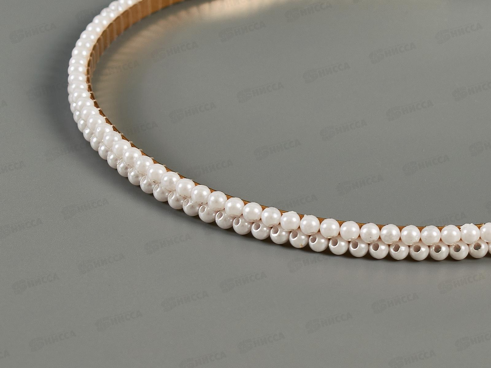 Ободок металл жемчуг 2 ряда №10499