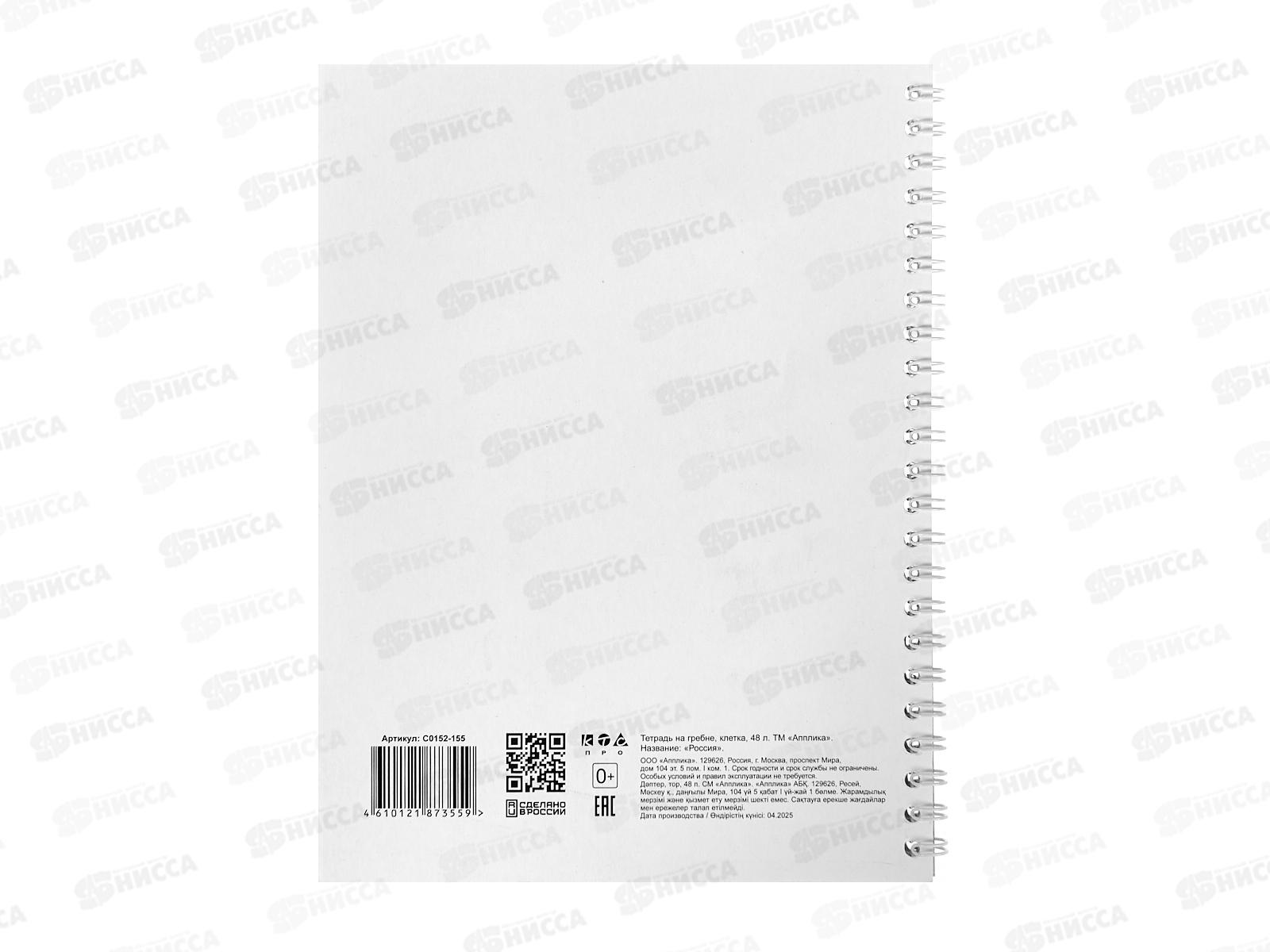 Тетрадь 48л кл. Апплика Россия. греб. С0152-155 *80