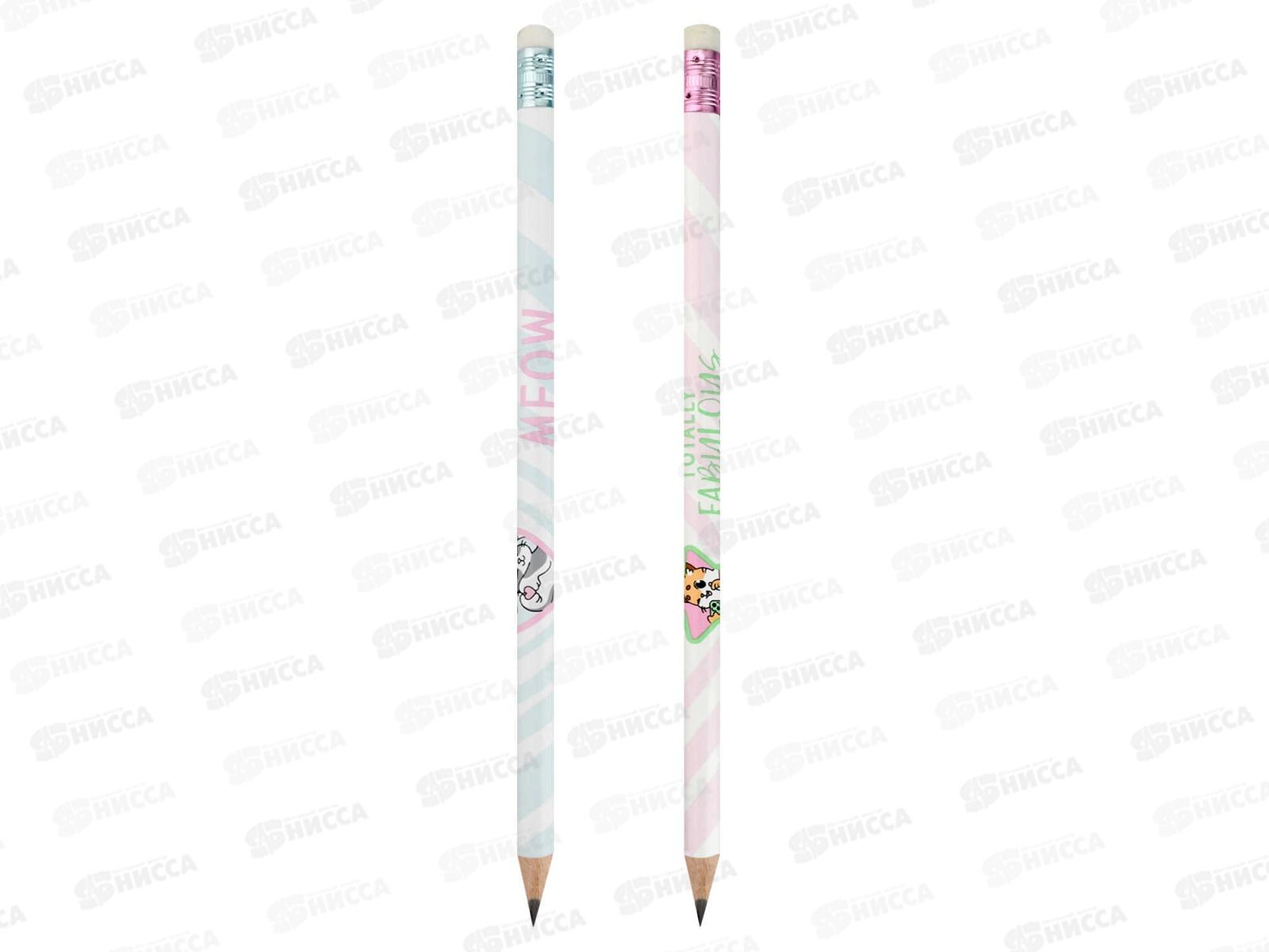 Карандаш ч/г ФЕН Котики с друзьями НВ трехгр. светл. дерево, 70087 *36
