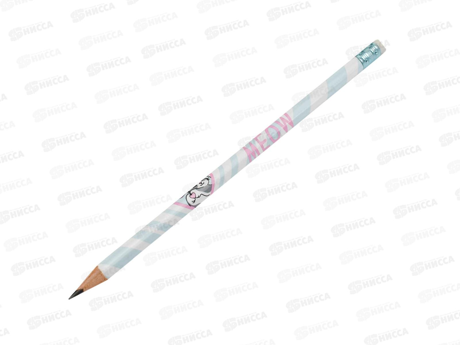 Карандаш ч/г ФЕН Котики с друзьями НВ трехгр. светл. дерево, 70087 *36