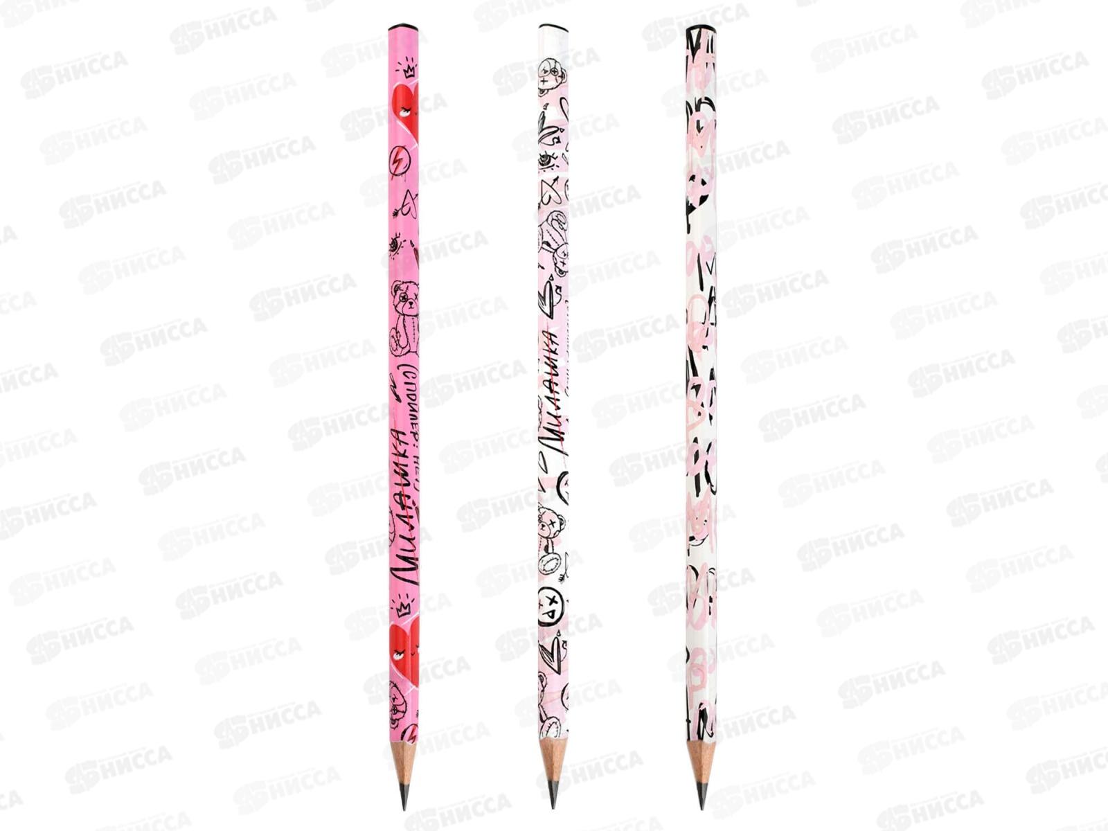 Карандаш ч/г ФЕН Розовый микс НВ трехгр. светл. дерево, 70172 *36